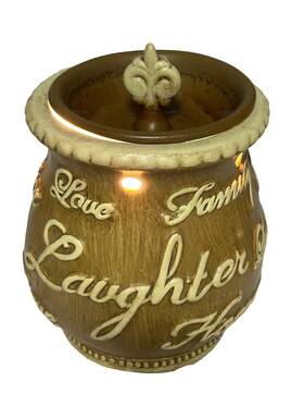 Bh11-060-099-07 Intertek Brown Ceramic Electric Lighted Wax / Candle Warmer Family Laughter Love