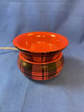 Ccw-006 Intertek Ceramic Electric Wax Warmer Red And Black Scottish Pattern Design