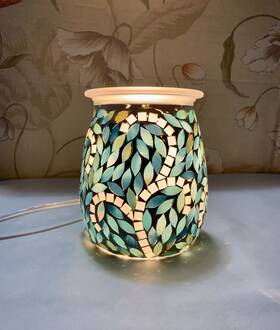 Intertek Mc-373 Glass Swirl Mosaic Fragrance Wax Melt Or Oil Warmer Lamp Night Light