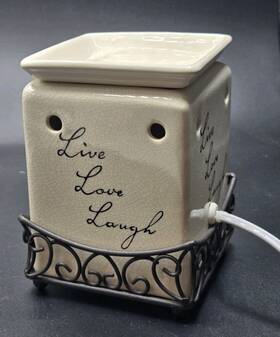 Sc-248 Intertek Live Laugh Love Ceramic Electric Wax Warmer - Safe Flameless And Soot-free Euc