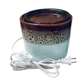 Sc-427 Intertek Ceramic Electric Wax Melter Candle Burner Brown Teal Ocean Landscape