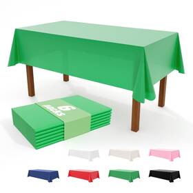 Ivzb014 Ivapupu 6 Pack Green Disposable Tablecloth - Waterproof Plastic Table Cloth F