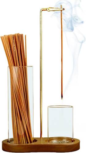 Jiaheng 744110065602 2 In 1 Incense Holder For Sticks Anti-ash Flying Burne With Glass Ash C
