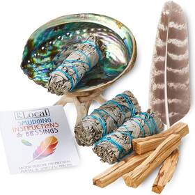 Jl Local 850004833001 Sage Smudge Kit - White Palo Santo Abalone Shell Smudging Feather Heal