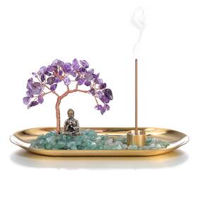 Aj2001626 Jovivi Crystal Incense Holder For Sticks Amethyst Healing Stone Money
