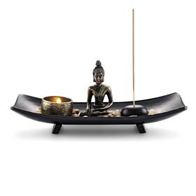 Aj3000863 Jovivi Zen Garden Set Buddha Statue With Tealight Candle Holder Rocks And Incense Burner
