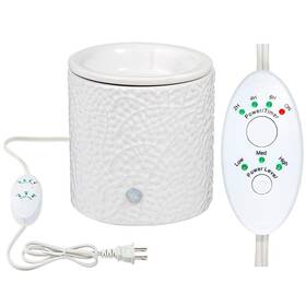 Julie Ann Home 850008975639 White Leaf Ceramic Candle Warmer With Safety Timer Automatic Plug In Fragra
