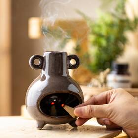 Cy411-br Kokunka Ceramic Chiminea Palo Santo Holder Modern Incense Burner For Sticks S