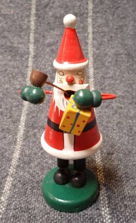 Smd146x1637 Kwo Miniature Santa Holding A Gift German Incense Burner Smoker Uses Cone