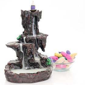 L&i Apothecary 850011714065 Resin Mountain Fall Backflow Waterfall Incense Burner Attractive Home Decoration