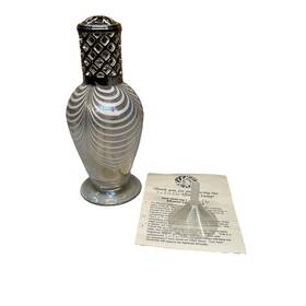 La-tee-da 767151505029 Effusion Large Urn Oil Lamp Iridescent White Swirl W /silver Crown