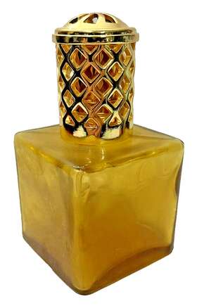 La Tee Da 767151507030 La-tee-da Effusion Fragrance Lamp Amber Gold Glass Oil Jeweled Lattice Crown