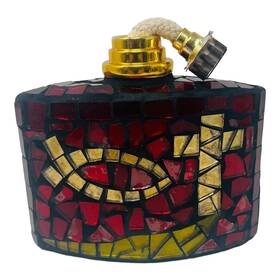 La-tee-da 767151545032 Rare Fragrance Lamp Let It Shine Mosaic Ichthus Fish Cross Red Gold
