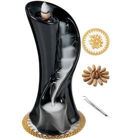 Lamdawn 715748658658 Unique Cloud Stairs Ceramic Waterfall Incense Holder Paired With A Pack Of Backf