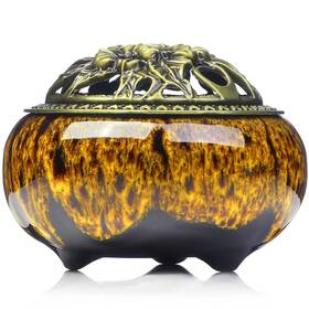 Luoda123 Lamdawn Incense Burner With Calabash Stick Holder - Porcelain Charcoa