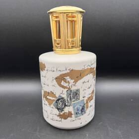 5375 Lampe Berger Jars Poeme Catalytic Oil Lamp Porcelain Vintage Map And Stamps