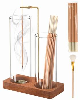 Ih002 Larfafa Incense Holder With 7.8 Inch And 5.9 Glass Jars 2 In 1 Sticks As