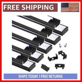 Led Channel Aluminum Diffuser 706597339478 10-pack Luxurious 6.6ft Black Channels With Milky White