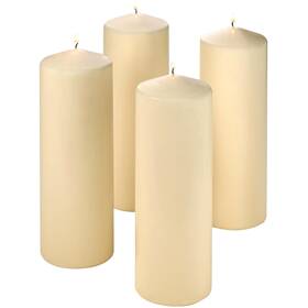 V-3x9x4-vm Light In The Dark Unscented Pillar Candles - Set Of 4 Vanilla 3x9 Slow Burning