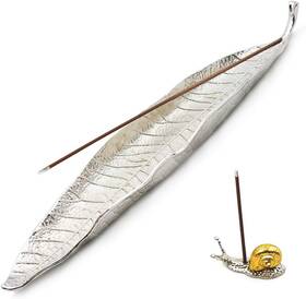 Lodonc 761272218745 Incense Holder Set - Leaf And Snail Burner Holders For Silver