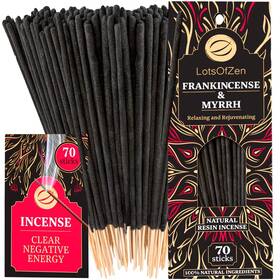 Lots Of Zen 789554567589 Frankincense And Myrrh Incense Sticks Smudge Kit 70 Pcs 1-hour Burning Sp
