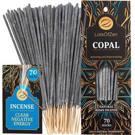 Lots Of Zen 789554568111 Copal Incense Sticks Smudge Kit 70 Pcs 100% Pure Long Burning White