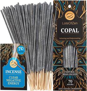 Lotsofzen 744759580757 Copal Incense Sticks Smudge Kit 70 Pcs 100% Pure Long Burning White Re