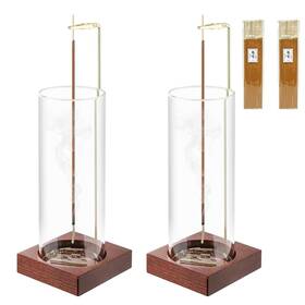 Macusoo 783296189573 2 Pack Wooden Incense Holder Ash Catcher Sticks Brass Glass Base Meditation