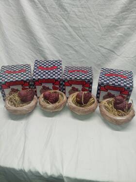 Magic Creations 041039040407 Ceramic Baby Bird Nest Oil Air Fresheners Cottage Core Set Of 4 With Boxes Vtg