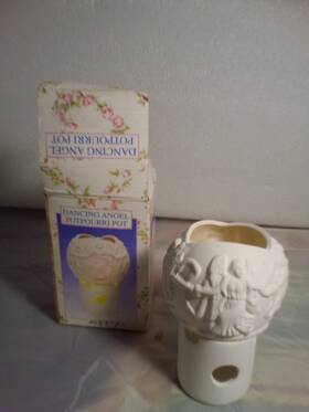 Magic Creations 041039045273 Nos Original Box Diy Ceramic Dancing Angel Potpourri Pot Ready To Be Finished