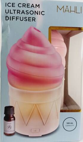 Mahli 680079016227 Ice Cream Ultrasonic Diffuser With Lavander Oil New