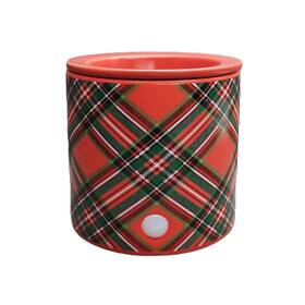 Mainstays 049696605090 18 Watt Electric Red And Green Plaid Christmas Ceramic Wax Warmer