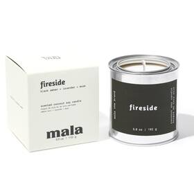 C2051c Mala Fireside - Black Amber Musk And Lavender Candle Vegan Soy Hand Poured
