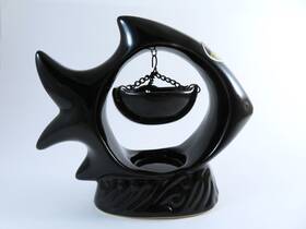 Maxs 929620077916 Aromalica Oil Burner Ceramic Fish Design Home Aromatherapy Black