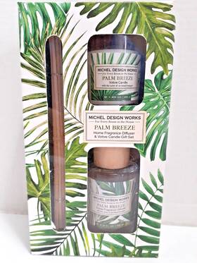 Michel Design Works 608666731377 Palm Breeze Fragrance Diffuser And Votive Candle Gift Set New