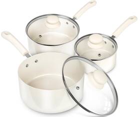 1020001 Michelangelo Nonstick Sauce Pan Sets Ceramic Saucepan With Lid Multipurpose