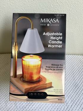 1901759 Mikasa Adjustable Height Candle Warmer White Metal Wood Mpn