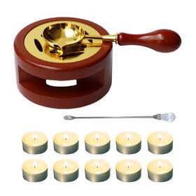 Mzhqrl-02c Mingyuesky Red Brown Wax Seal Warmer Furnace Kit With Spoon And Stir Stick Tealight Candl
