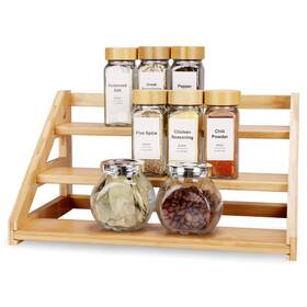 Tlj004 Mnadsfkj 3-tier Bamboo Spice Rack Ideal For Kitchen Countertops Cabinets And Pantries