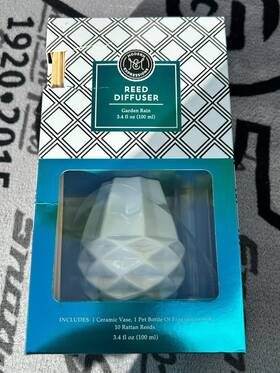 Modern Expressions 049022976795 Reed Defuser 1 White Ceramic Vase Bottle Of Garden Rain A3s