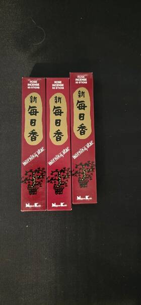 72711 Morningstar Lot 3 Boxes Morning Star Rose Japanese Incense 1.5oz 150 Sticks Total