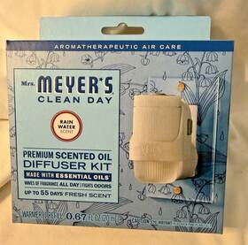 Mrs. Meyers Clean Day 808124125094 Mrs. Scented Oil Diffuser Kit 1 Warmer Refill Rain Water