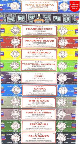 Nag Champa 445034021004 Incense Sticks Variety- Pack 12 Incenses 140