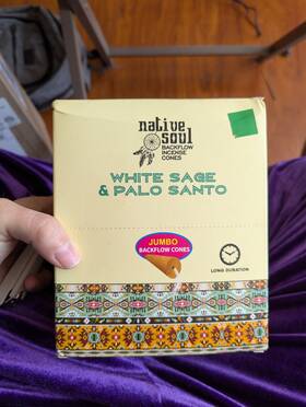 Native Soul 901684617404 White Sage And Palo Santo Backflow Incense Cones Retail Box 96