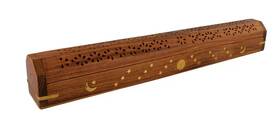 New Age Imports 647603273907 Sun Moon Stars Wooden 18 Inch Large Coffin Incense Burner By R3