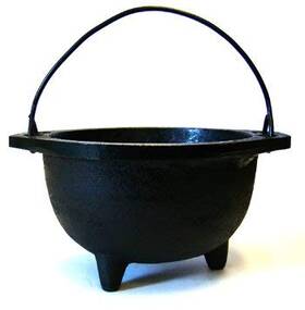 F116-br76 New Age Imports Inc. Cast Iron Cauldron With Handle Ideal For Smudging Incense 6 Inch Diameter Black