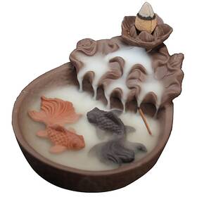 Newegg 654163087028 Fishes Ceramic Purple Clay Smoke Backflow Incense Cone Sticks Burner Holder