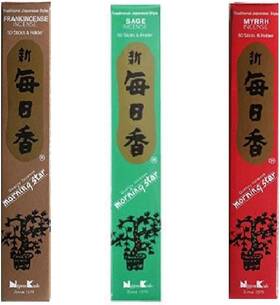 Nippon Kodo 445003260236 Morning Star Incense Bundle Of 3 X 50 Sticks Boxes Frankincense S