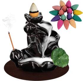 Dk177 Occoi 313029757740 Waterfall Incense Holder Backflow Cone Ceramic Burner Handcrafted Porcelai