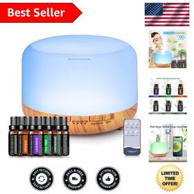 Oil Diffuser With Essential Oils 664248619167 Soothing Ultrasonic Set - 500ml 6 And Remote Control